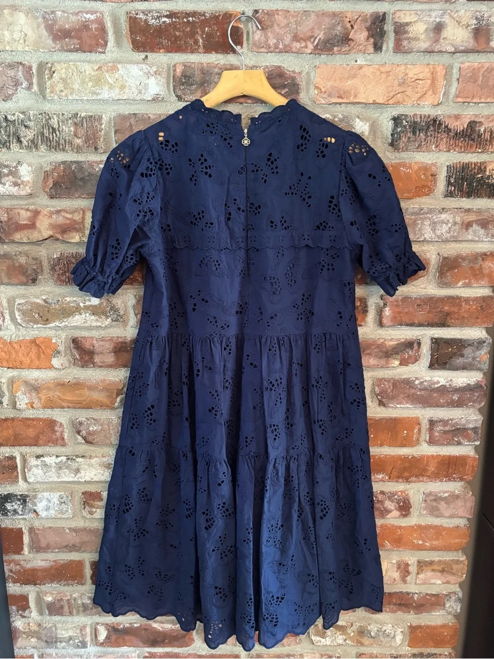 Kate Spade Blue Butterfly Eyelet Tiered Dress, S